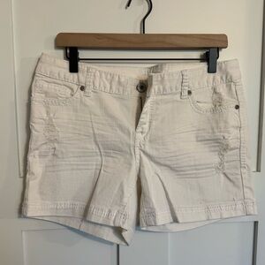 Maurices White Distressed Denim Shorts